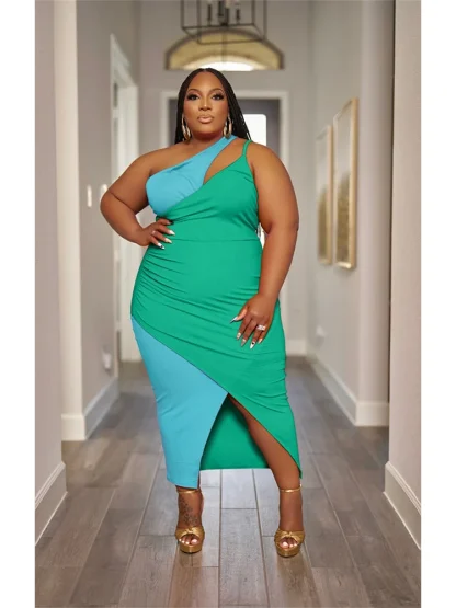 Color Block Plus Size Maxi Dresses - Image 5