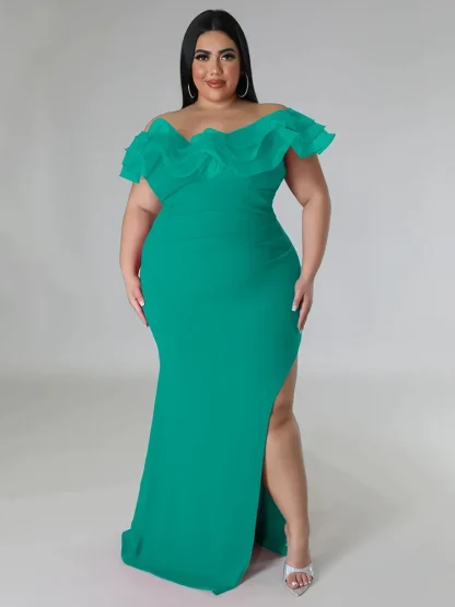 High Slit Hem Plus Size Maxi Dresses - Image 6