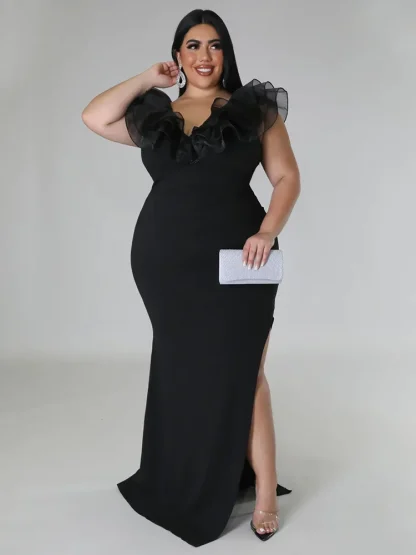 High Slit Hem Plus Size Maxi Dresses