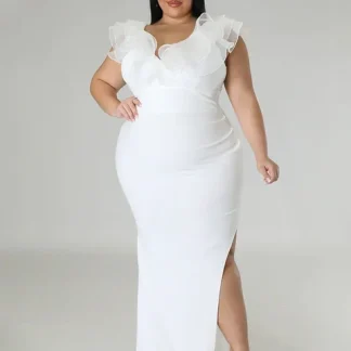 White Plus Size Maxi Dresses