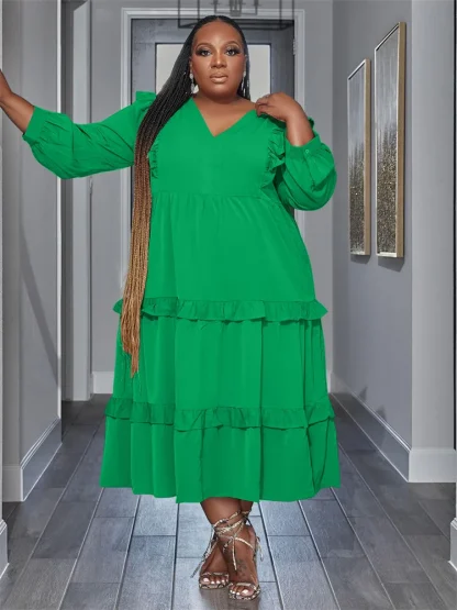 Elegant Long Sleeve Plus Size Maxi Dresses - Image 2