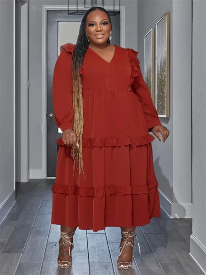 Elegant Long Sleeve Plus Size Maxi Dresses - Image 4