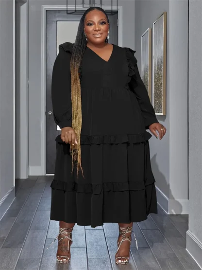 Elegant Long Sleeve Plus Size Maxi Dresses