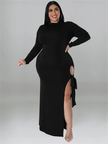 Tie-Up Slit Plus Size Maxi Dresses
