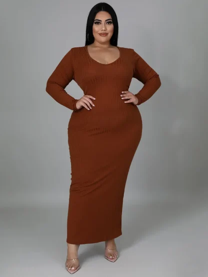 Ribbed Bandage Plus Size Maxi Dresses - Image 4