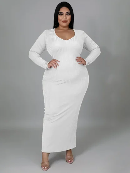 Ribbed Bandage Plus Size Maxi Dresses - Image 5