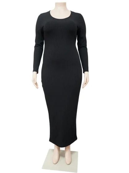 Ribbed Bandage Plus Size Maxi Dresses - Image 6