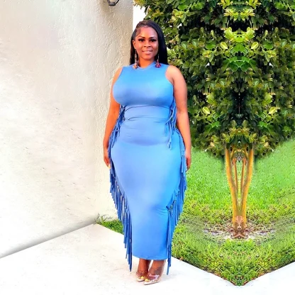 Side Tassel Plus Size Maxi Dresses