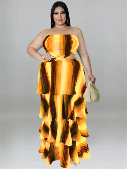 Ruffled Hem Plus Size Maxi Dresses - Image 3