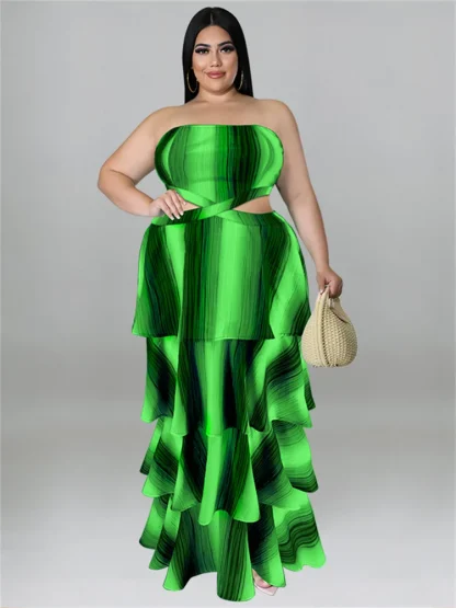 Ruffled Hem Plus Size Maxi Dresses - Image 4