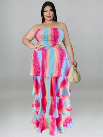 Ruffled Hem Plus Size Maxi Dresses - Image 5