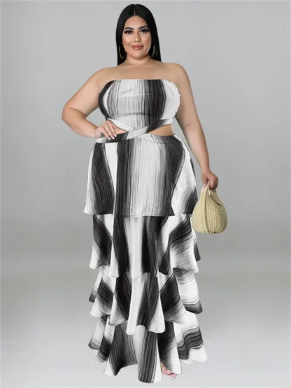Ruffled Hem Plus Size Maxi Dresses