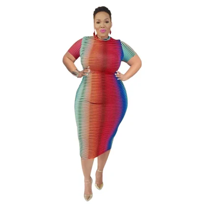 Round Neck Plus Size Maxi Dresses - Image 3
