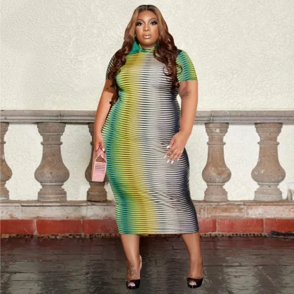 Round Neck Plus Size Maxi Dresses