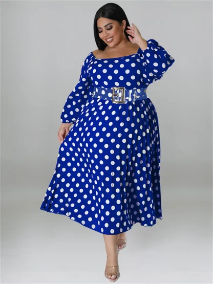 Polka Dot Print Plus Size Maxi Dresses - Image 3