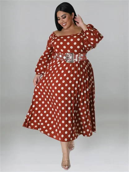 Polka Dot Print Plus Size Maxi Dresses - Image 4