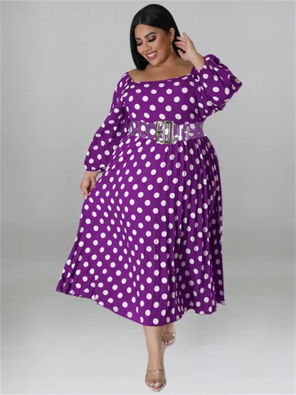 Polka Dot Print Plus Size Maxi Dresses - Image 5