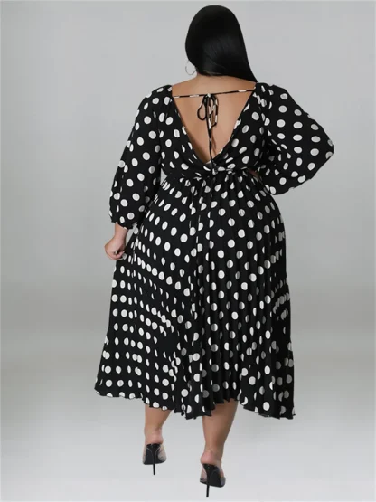 Polka Dot Print Plus Size Maxi Dresses - Image 2