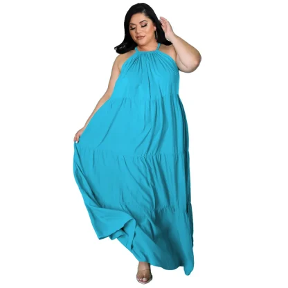 Halter Sleeve Plus Size Maxi Dresses - Image 3