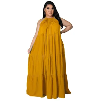 Yellow Plus Size Maxi Dresses