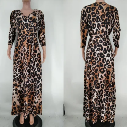 Printed V Neck Plus Size Maxi Dress - Image 5