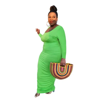Solid Bodycon Plus Size Maxi Dress - Image 4