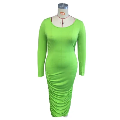 Solid Bodycon Plus Size Maxi Dress - Image 5