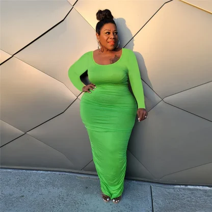 Solid Bodycon Plus Size Maxi Dress