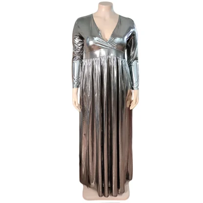 Sexy V Neck Plus Size Maxi Dress - Image 6
