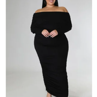Elegant Off-Shoulder Plus Size Maxi Dress