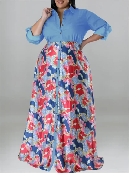 Button Style Plus Size Maxi Dress