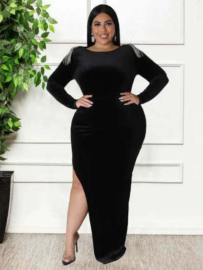 Sexy Side Slit Plus Size Maxi Dress
