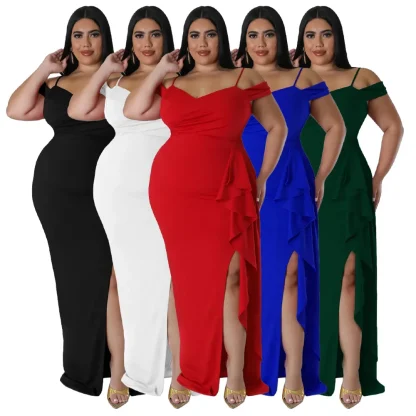 High Slit Plus Size Maxi Dress - Image 3