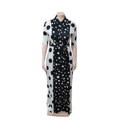 Chic Dot Print Plus Size Maxi Dress - Image 4
