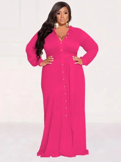 Loose Button-Up Plus Size Maxi Dress