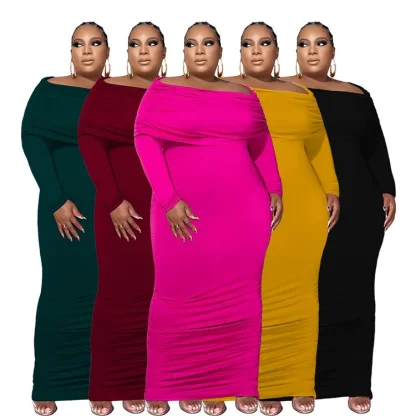 Sexy Off-Shoulder Plus Size Maxi Dress - Image 4
