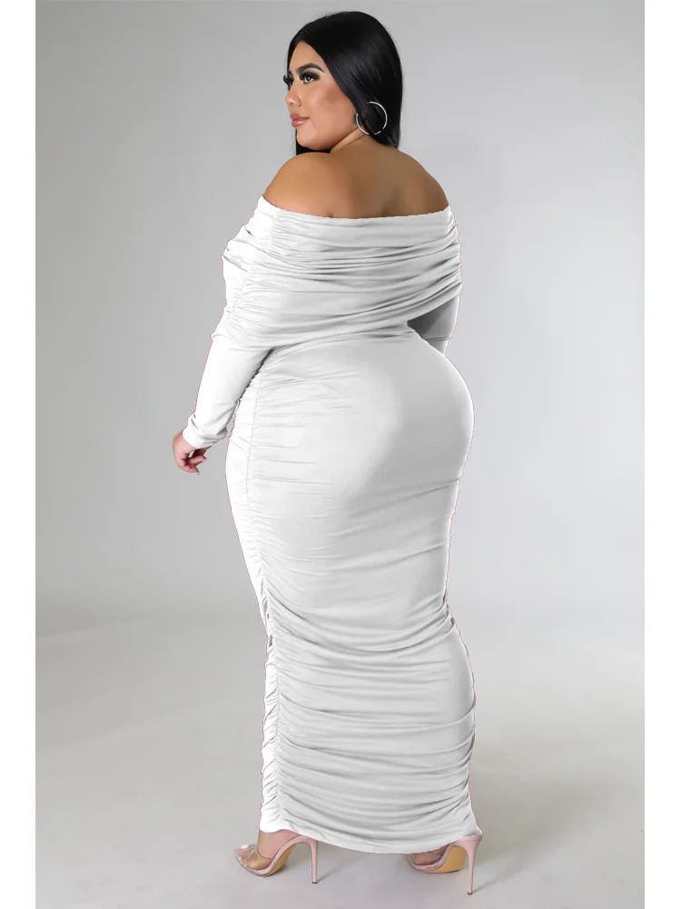 Plus size off the shoulder white maxi dress deals