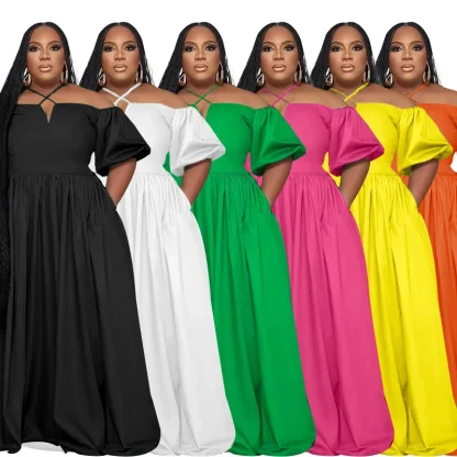 Halter Off-Shoulder Plus Size Maxi Dress - Image 3