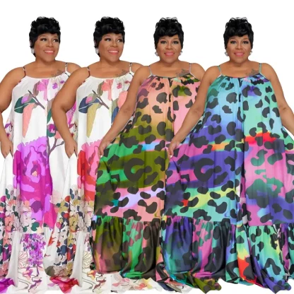 Print Full-Length Plus Size Maxi Dress - Image 3