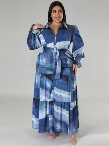 Tie-Dye Printed Plus Size Maxi Dress
