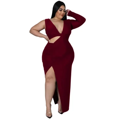 Sexy Hollow Out Plus Size Maxi Dress - Image 5