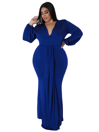 Sexy V-Neck Plus Size Maxi Dress - Image 3