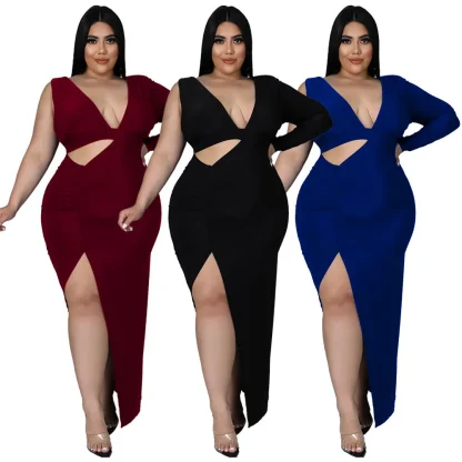 Sexy Hollow Out Plus Size Maxi Dress - Image 2