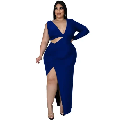 Sexy Hollow Out Plus Size Maxi Dress - Image 4