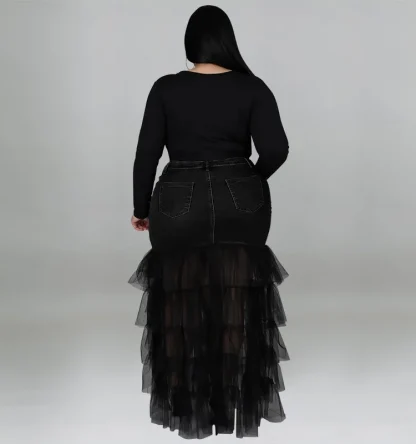 Denim Mesh Plus Size Maxi Dress - Image 2