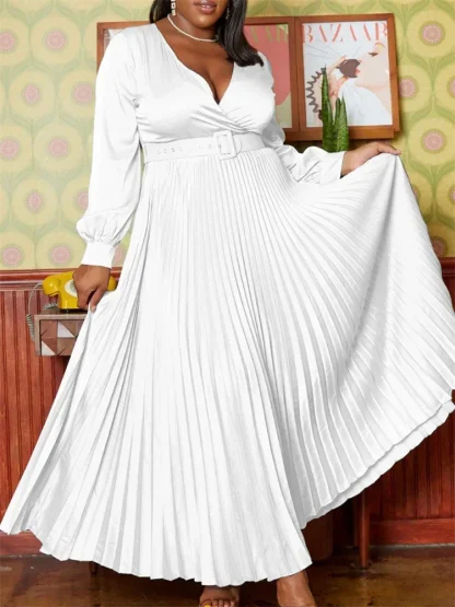 Draped V-Neck Plus Size Maxi Dress - Image 3
