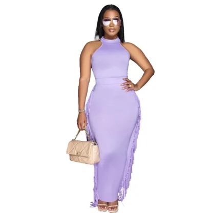 Halter Neck Plus Size Maxi Dress - Image 4