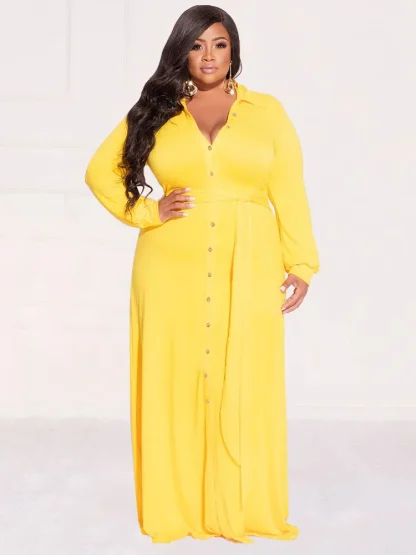 Loose Button-Up Plus Size Maxi Dress - Image 2