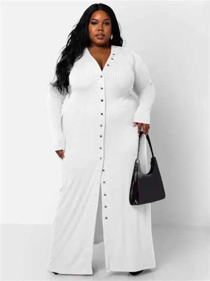 Solid Color Plus Size Maxi Dress - Image 4
