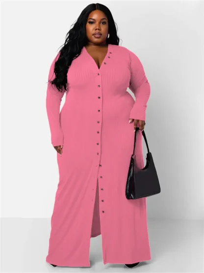 Solid Color Plus Size Maxi Dress - Image 5